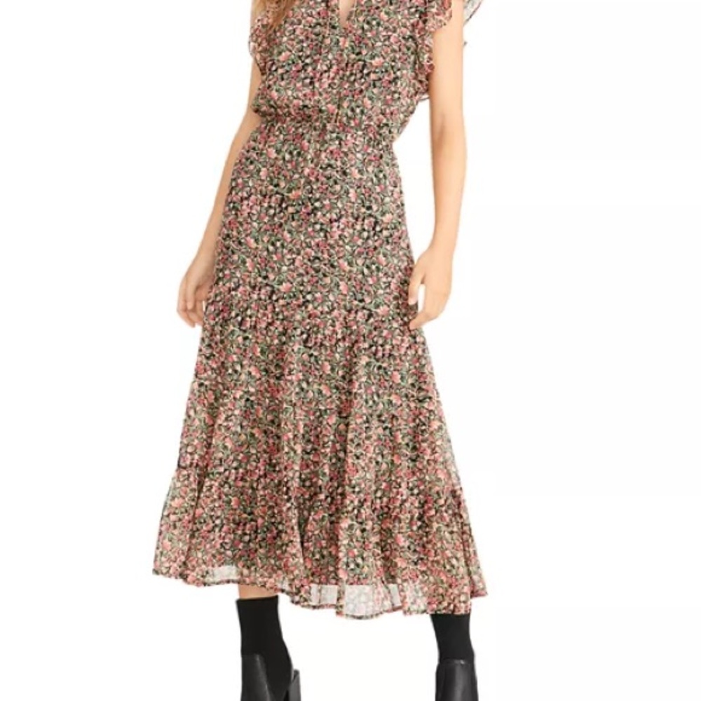 BB Dakota by‎ Steve Madden Women XS Darcy Chiffon Floral Maxi Tiered Dress - Picture 3 of 12